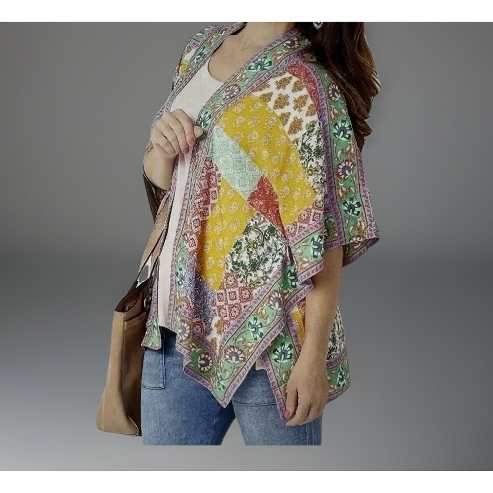 Tolani Collection Raelyn Boho Patchwork Cardigan Womens Small Resort 100% Modal